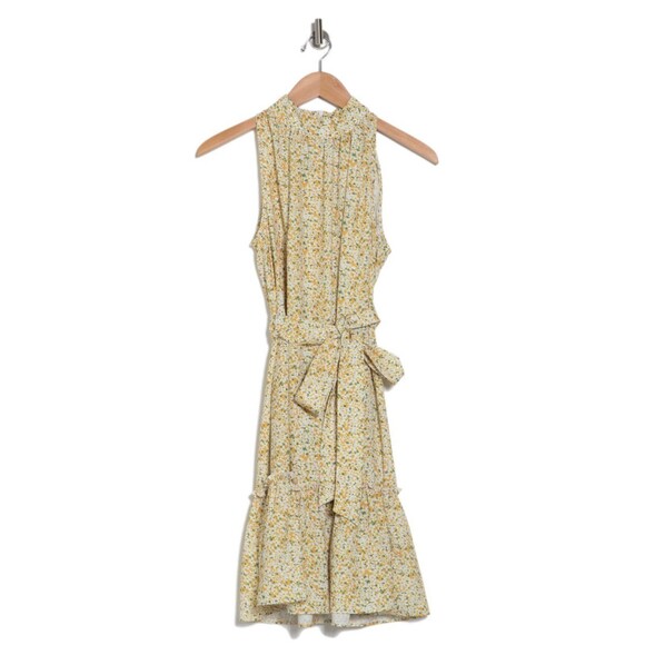 NWT Sam Edelman XL Yellow Floral Multicolor Mock Neck Trapeze Dress 14W 16-18 - Picture 3 of 5